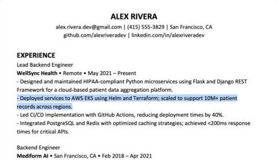 AlteraSF Resume Highlighting